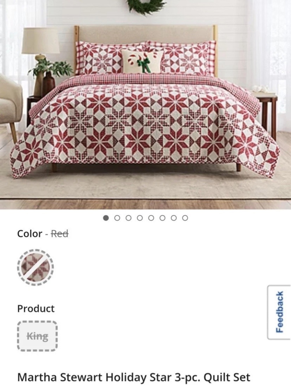 Martha Stewart Red and Cream Star-Pattern Quilt Set